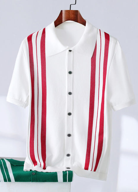SS Men's Stripes Polo T-Shirt White