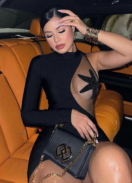 SS Mesh Dress Black S