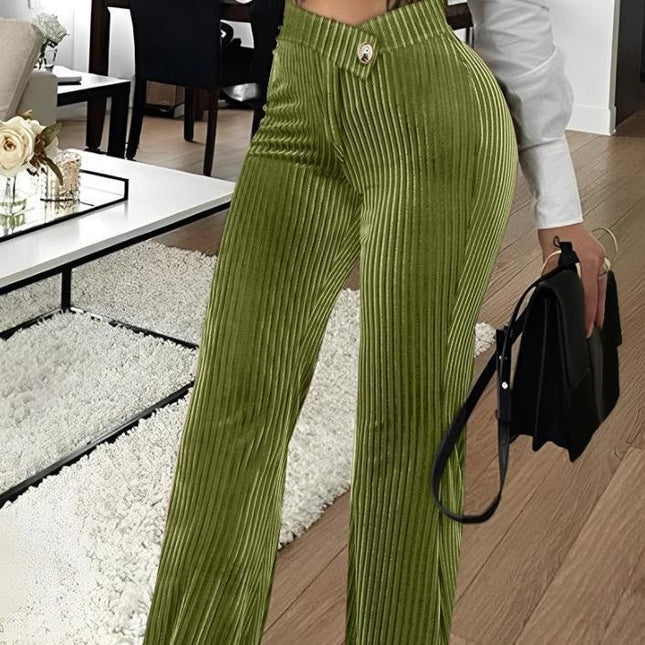 Velvet Striped Casual Women's Pants