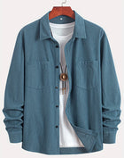 Corduroy Casual All-matching Shirt Coat Peacock Blue