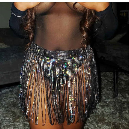 Rhinestone Strap Women's Skirt