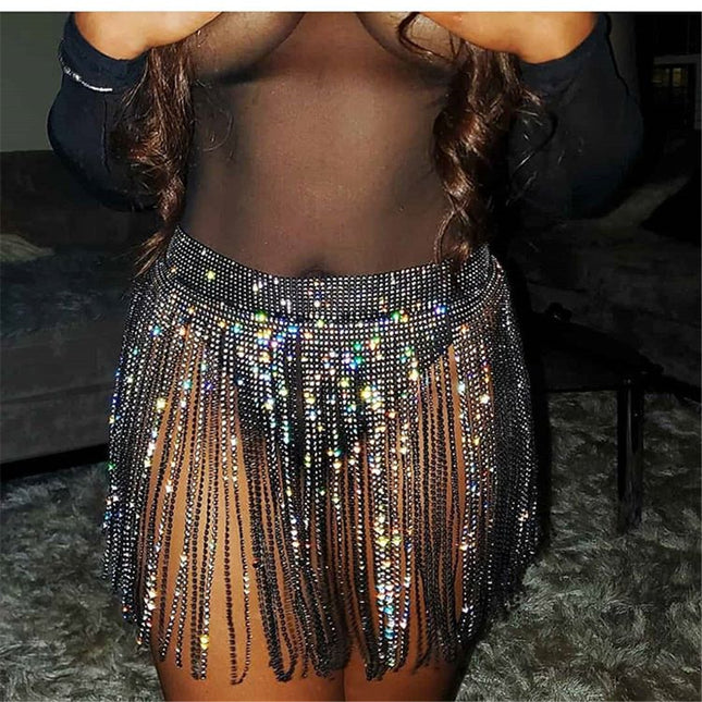 Rhinestone Strap Women's Skirt