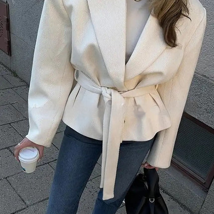 Women's Winter Street Woollen Coat Light Gray