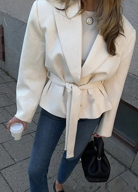 Women's Winter Street Woollen Coat Light Gray