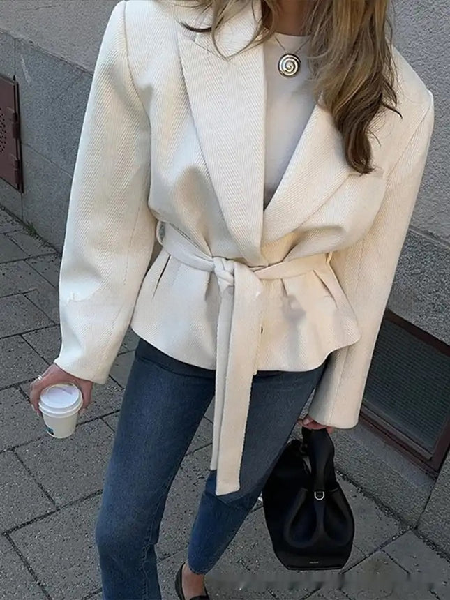 Women's Winter Street Woollen Coat Light Gray