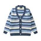 Knitted Striped Crochet Women's Sweater Blue