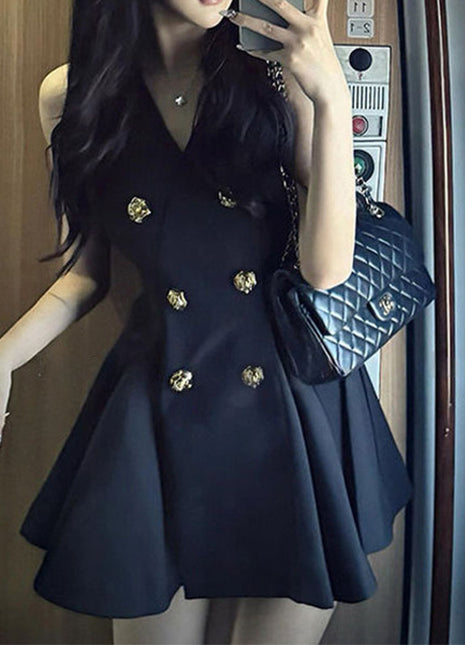 Women's Tight Waist Pleated Short Skirt Black