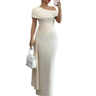 Strapless Sleeveless Sheath Dress Apricot