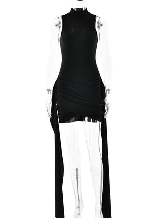 SS Bodycon Dress Black with ribbon