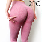 Fitness Yoga Pants Butt Lifting Leggings 2PC Pink