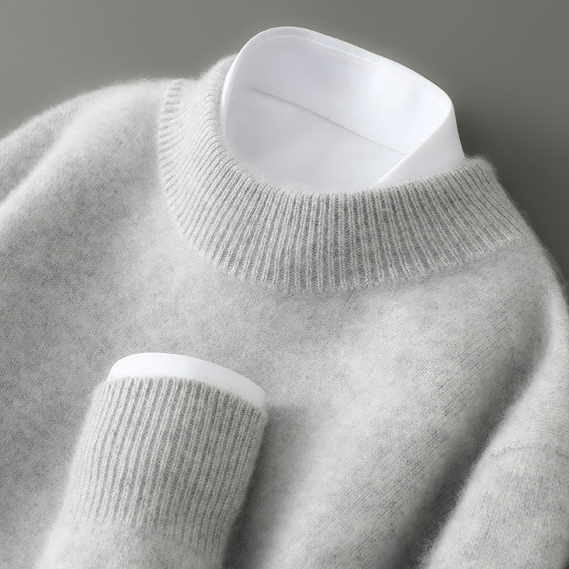 Men's Half-high Collar Thickened Pullover Light gray Half turleneck