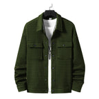 Men's Casual Jacquard Plaid Baggy Coat Green