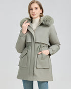 SS Winter Fur-Lined Jacket Peacock green