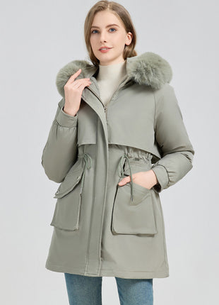 SS Winter Fur-Lined Jacket Peacock green