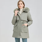 SS Winter Fur-Lined Jacket Peacock green