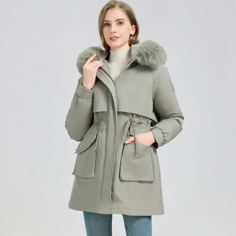 SS Winter Fur-Lined Jacket Peacock green