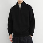Half Zipped Stand Collar Men's Vintage Casual Sweatshirt Black