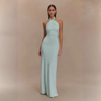 Bodycon Halter Maxi Dresses Peacock green
