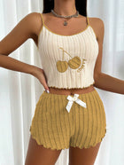 Comfortable Suspender Pyjama Two Piece Yellow